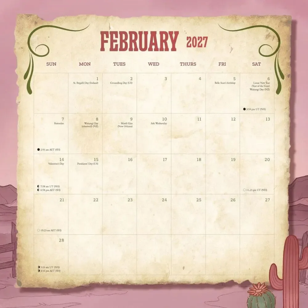 2027 Theres a Snake in My Boot Wall Calendar Western Cowgirl 12 Month Country